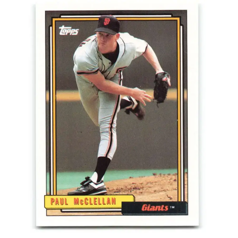 1992 Topps #424 Paul McClellan NM-MT San Francisco Giants Baseball Card - Baseball Card Single