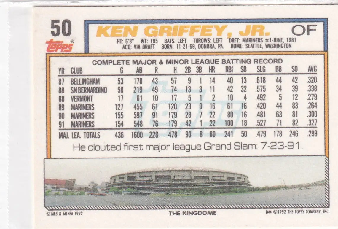 1992 TOPPS #50 KEN GRIFFEY JR- SEATTLE MARINERS