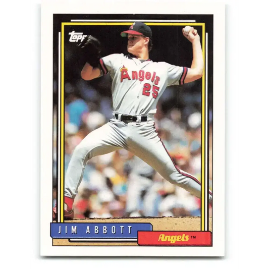 1992 Topps #530 Jim Abbott EX Excellent California Angels Baseball Card - Baseball Card