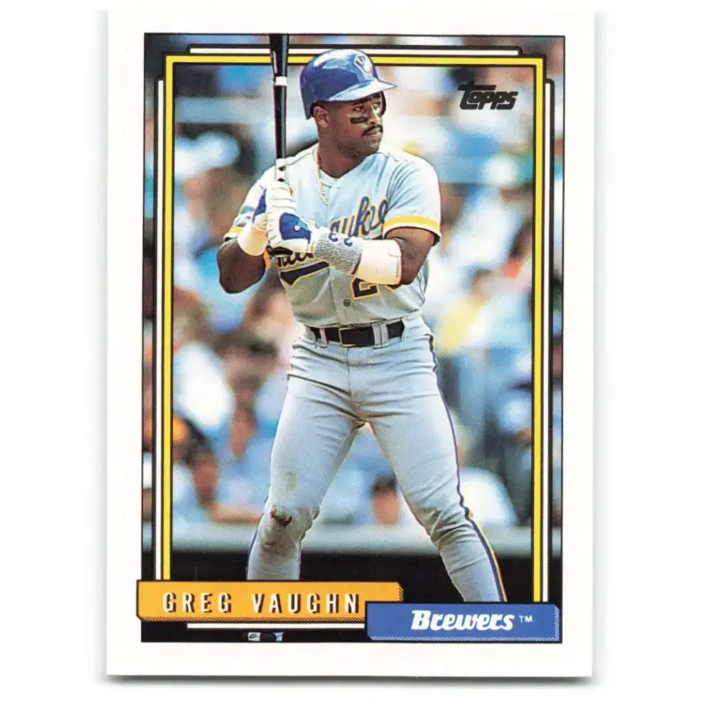 1992 Topps #572 Greg Vaughn NM-MT Milwaukee Brewers Baseball Card - Baseball Card Single
