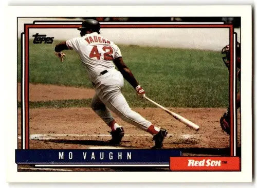 Original gloss Mo Vaughn baseball card NM-MT from 1992 Topps #59 featuring Simply Sandoval