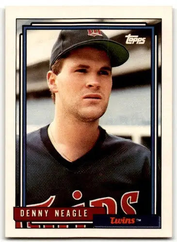 Original gloss Denny Neagle baseball card from 1992 Topps series featuring Twins ID 43527