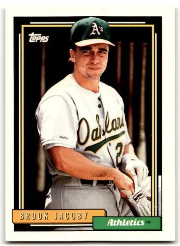 Original gloss Brook Jacoby baseball card 1992 Topps #606 NM-MT Athletics