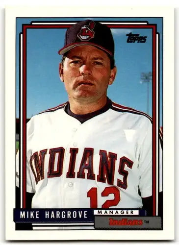 Original gloss 1992 Topps Mike Hargrove baseball card featuring Mike Hargrove Indians