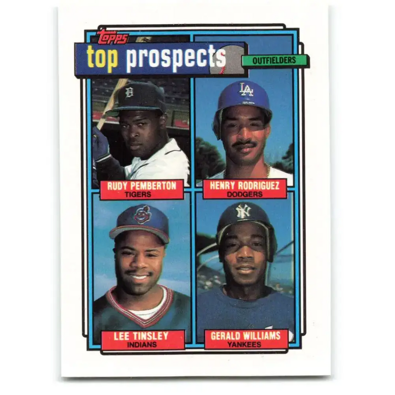 1992 Topps #656 Rudy Pemberton/Henry Rodriguez/Lee Tinsley/Gerald Williams NM-MT RC Rookie Detroit Tigers/Los Angeles