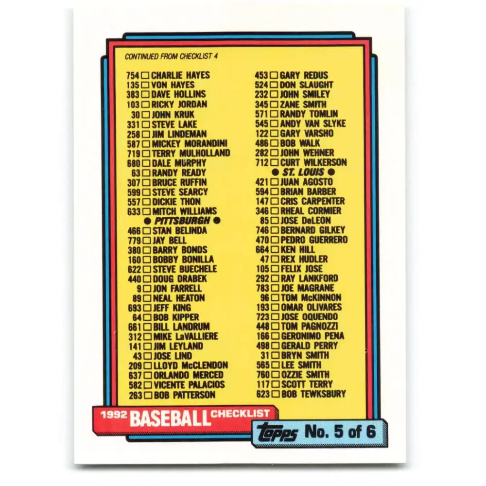 1992 Topps #658 Checklist 529-660 NM-MT Baseball Card - Baseball Card Single