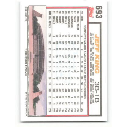 1992 Topps #693 Jeff King EX Excellent Pittsburgh Pirates Baseball Card - Baseball Card