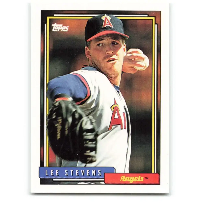 1992 Topps #702 Lee Stevens NM-MT California Angels Baseball Card - Baseball Card Single