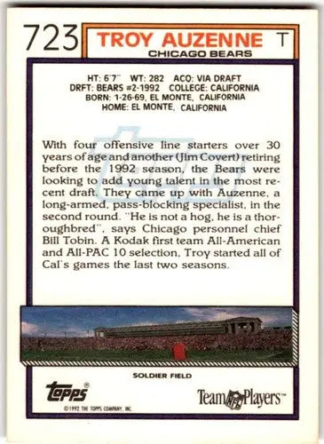 1992 Topps #723 Troy Auzenne EX/NM ID:45048 - Football Card Single