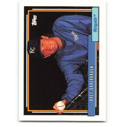 1992 Topps #75 Bret Saberhagen NM-MT Kansas City Royals Baseball Card - Baseball Card Single