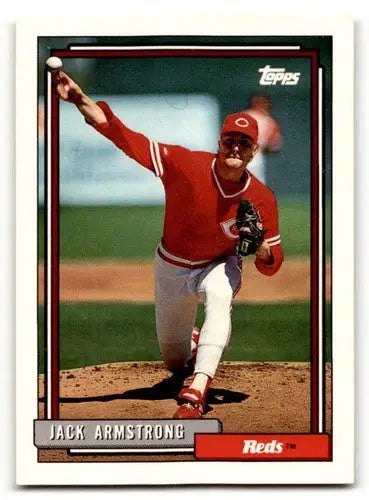 Original gloss Jack Armstrong Cincinnati Reds baseball card from 1992 Topps #77