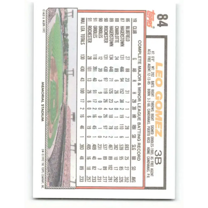 1992 Topps #84 Leo Gomez EX Excellent Baltimore Orioles Baseball Card