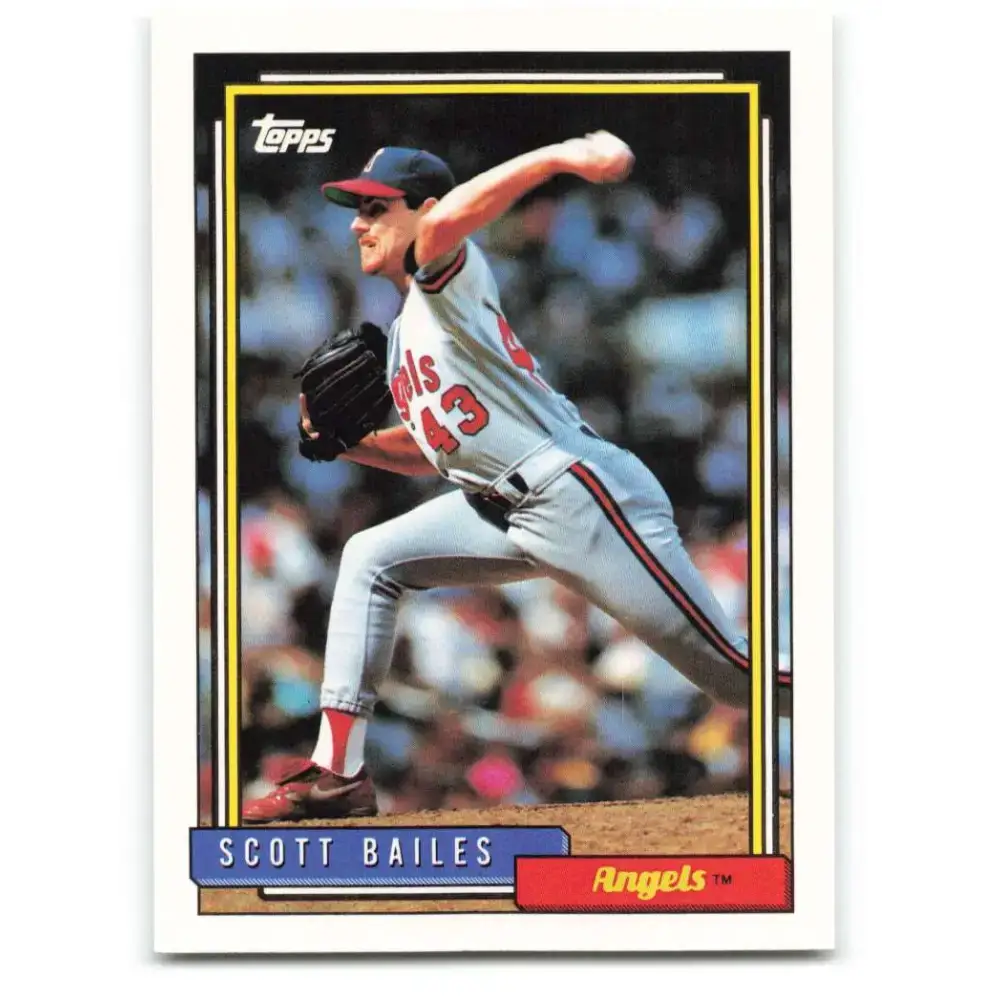 1992 Topps #95 Scott Bailes NM-MT California Angels Baseball Card - Baseball Card Single