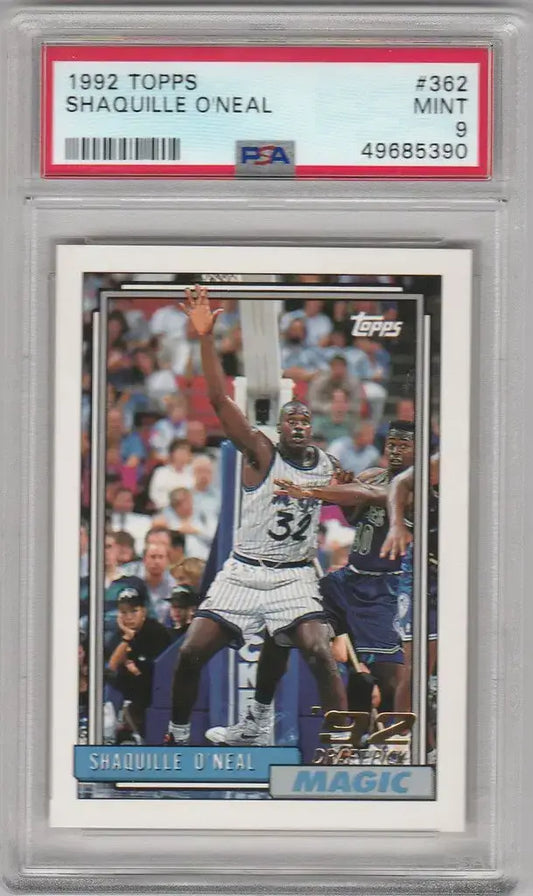 1992 Topps Basketball #362 Shaquille O’Neal Orlando Magic PSA 9