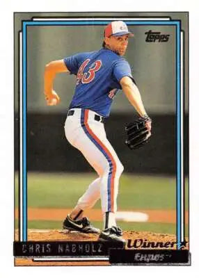 Original gloss Baseball card of Chris Nabholz from 1992 Topps Gold Winners series