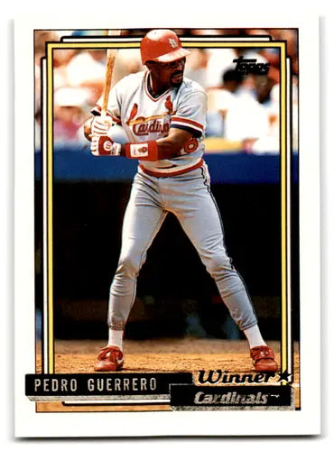 Original gloss 1992 Topps Gold Winners Pedro Guerrero baseball card showcasing Cardinals NM-MT