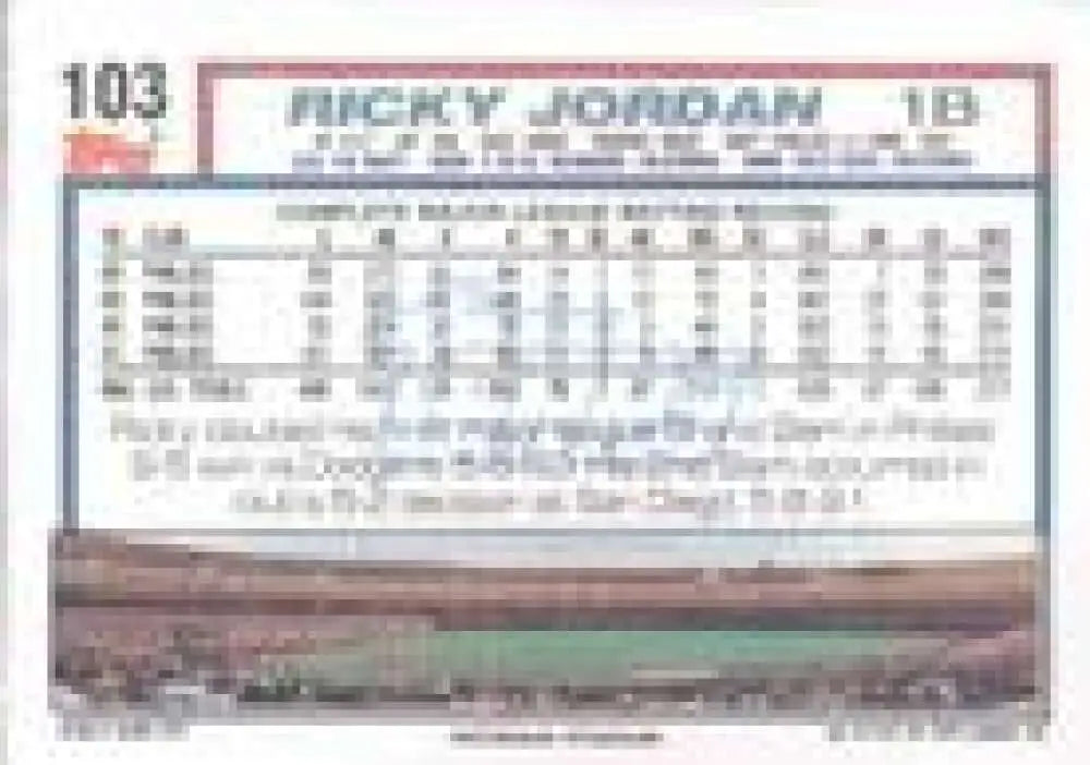 1992 Topps Micro #103 Ricky Jordan NM-MT Philadelphia Phillies Baseball Card - Baseball Card Single