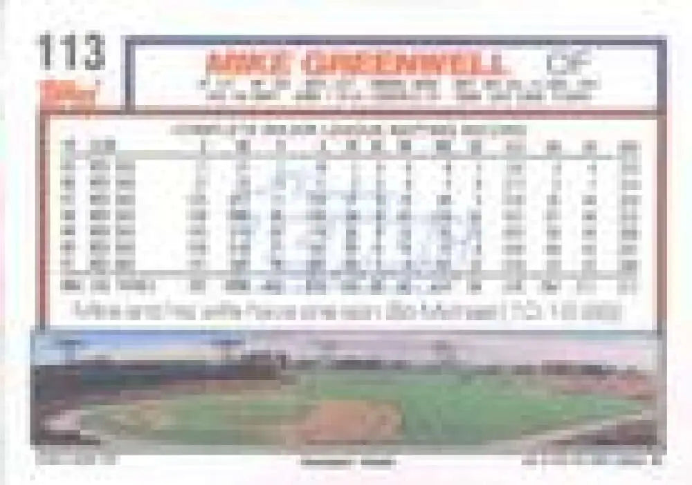 1992 Topps Micro #113 Mike Greenwell NM-MT Boston Red Sox Baseball Card - Baseball Card Single