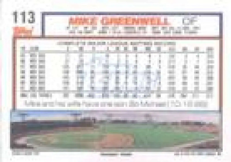 1992 Topps Micro #113 Mike Greenwell NM-MT Boston Red Sox Baseball Card - Baseball Card Single