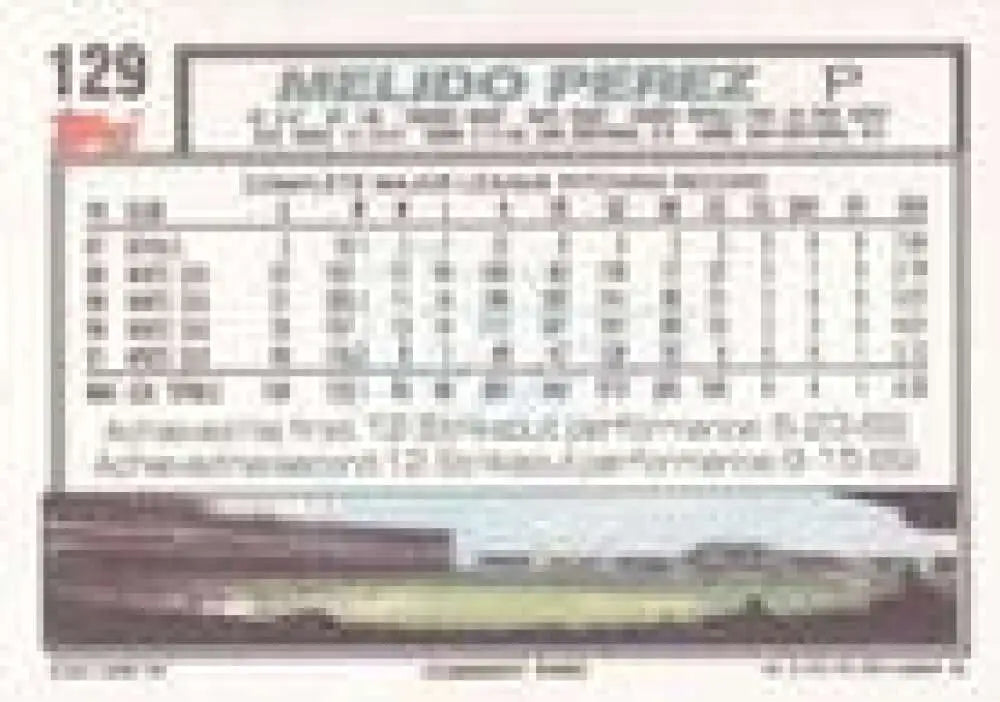 1992 Topps Micro #129 Melido Perez NM-MT Chicago White Sox Baseball Card - Baseball Card Single