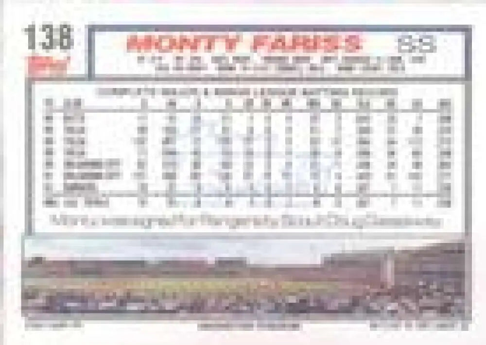 1992 Topps Micro #138 Monty Fariss NM-MT Texas Rangers Baseball Card - Baseball Card Single