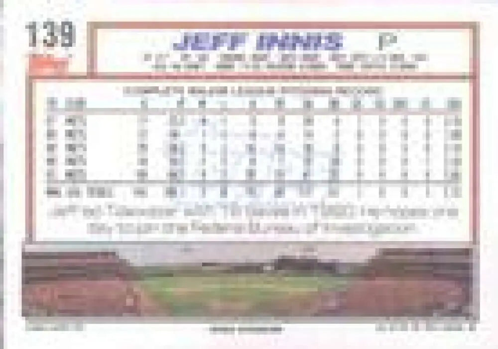 1992 Topps Micro #139 Jeff Innis NM-MT New York Mets Baseball Card - Baseball Card Single