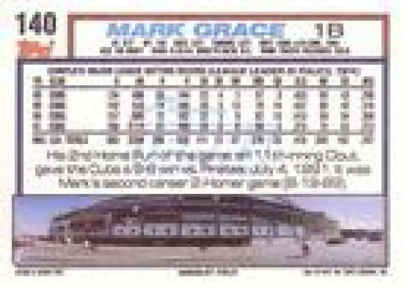 1992 Topps Micro #140 Mark Grace NM-MT Chicago Cubs Baseball Card - Baseball Card Single