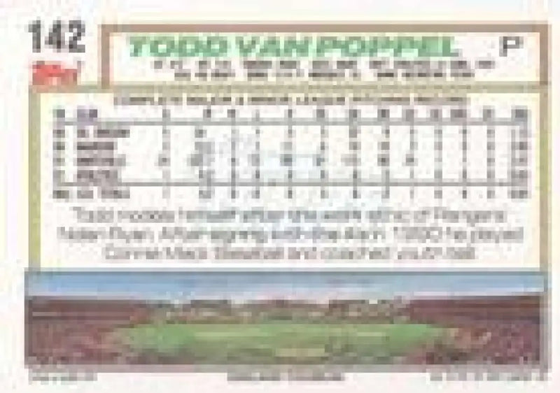 1992 Topps Micro #142 Todd Van Poppel NM-MT Oakland Athletics Baseball Card - Baseball Card Single