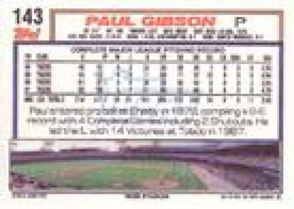 1992 Topps Micro #143 Paul Gibson NM-MT Detroit Tigers Baseball Card - Baseball Card Single