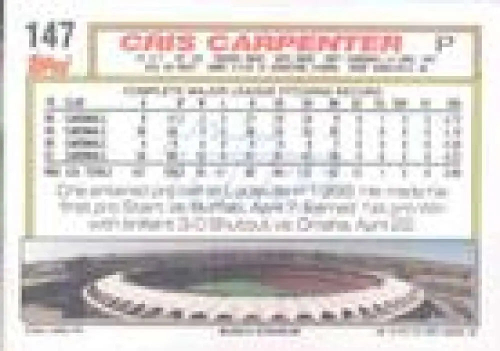 1992 Topps Micro #147 Cris Carpenter NM-MT St. Louis Cardinals Baseball Card - Baseball Card Single