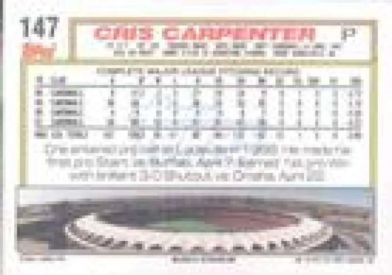 1992 Topps Micro #147 Cris Carpenter NM-MT St. Louis Cardinals Baseball Card - Baseball Card Single
