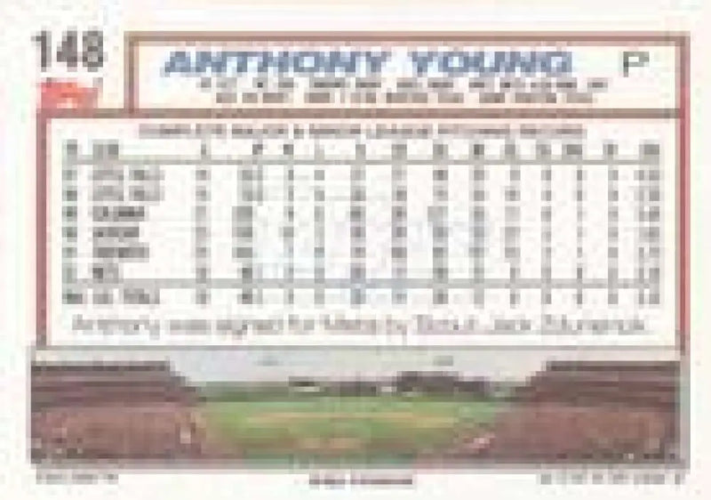 1992 Topps Micro #148 Anthony Young NM-MT New York Mets Baseball Card - Baseball Card Single