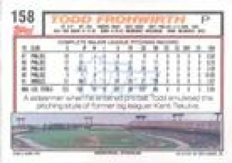1992 Topps Micro #158 Todd Frohwirth NM-MT Baltimore Orioles Baseball Card - Baseball Card Single