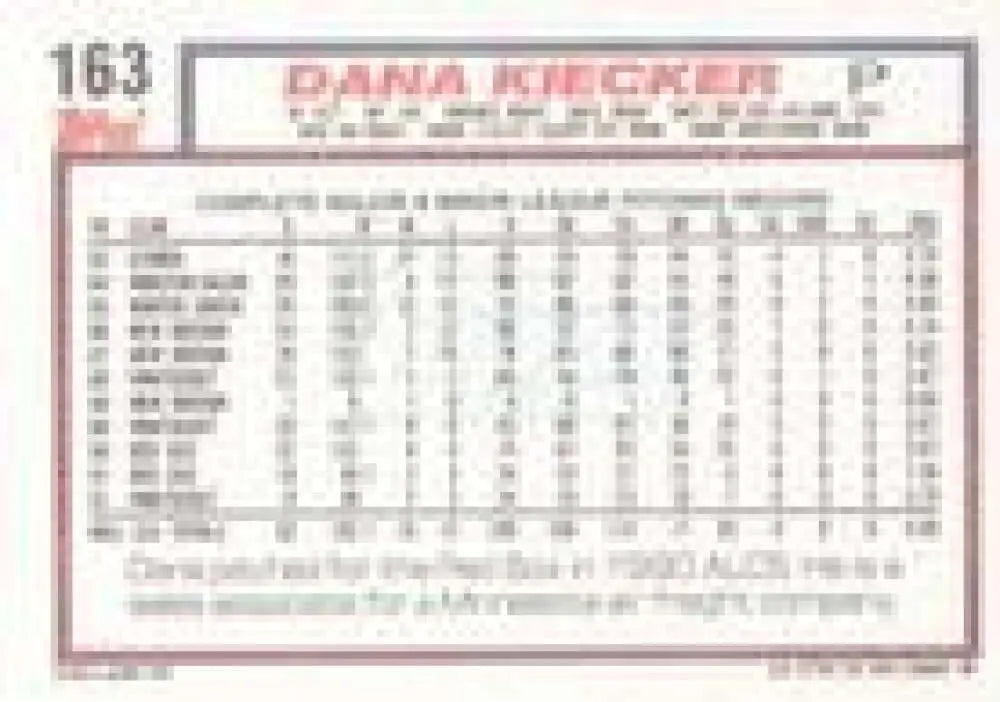 1992 Topps Micro #163 Dana Kiecker NM-MT Boston Red Sox Baseball Card - Baseball Card Single
