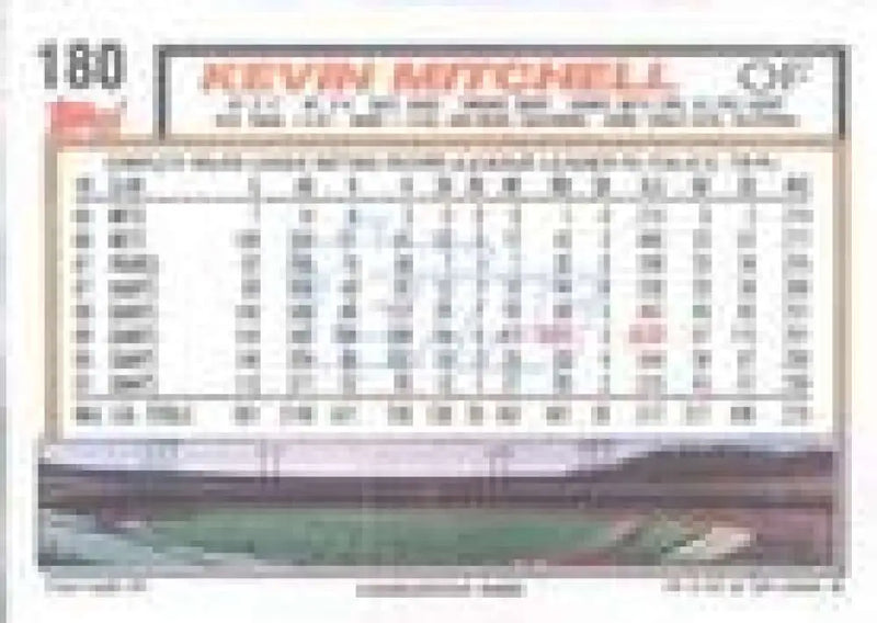 1992 Topps Micro #180 Kevin Mitchell NM-MT San Francisco Giants Baseball Card - Baseball Card Single