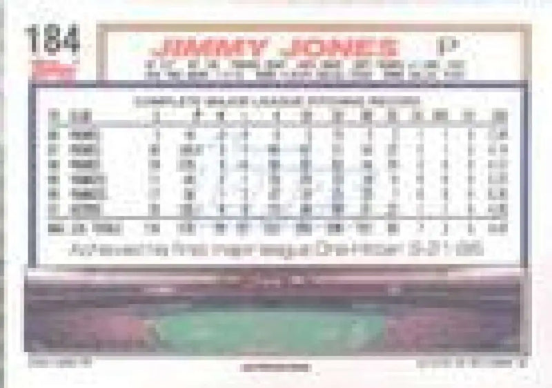 1992 Topps Micro #184 Jimmy Jones NM-MT Houston Astros Baseball Card - Baseball Card Single