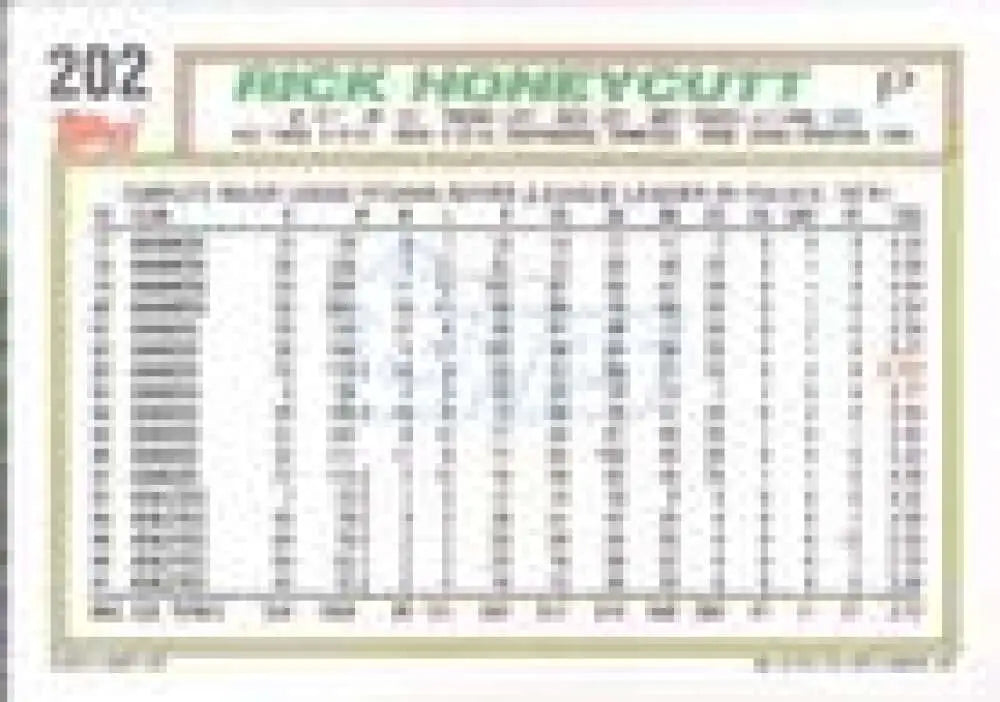 1992 Topps Micro #202 Rick Honeycutt NM-MT Oakland Athletics Baseball Card - Baseball Card Single