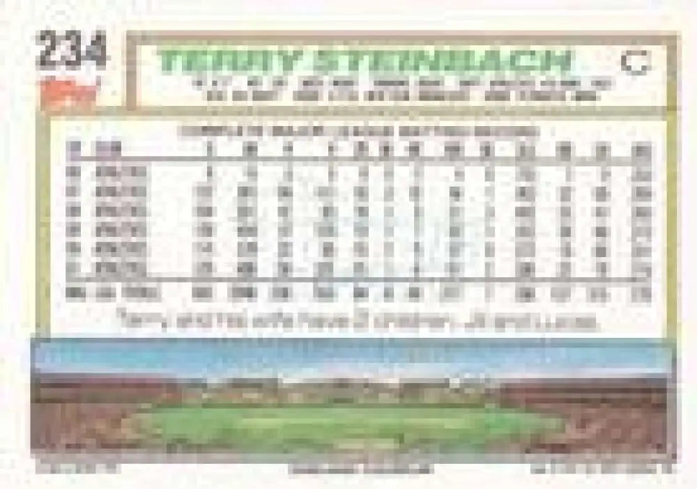 1992 Topps Micro #234 Terry Steinbach NM-MT Oakland Athletics Baseball Card - Baseball Card Single
