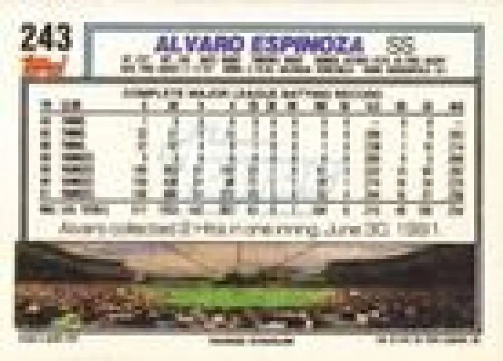 1992 Topps Micro #243 Alvaro Espinoza NM-MT New York Yankees Baseball Card - Baseball Card Single
