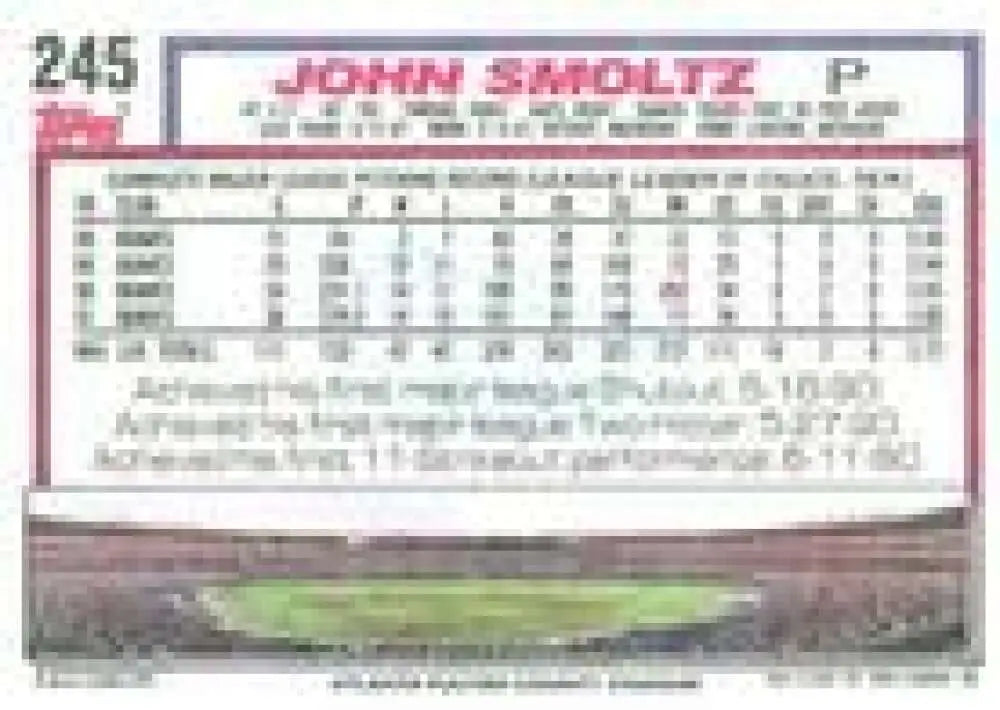 1992 Topps Micro #245 John Smoltz NM-MT Atlanta Braves Baseball Card - Baseball Card Single