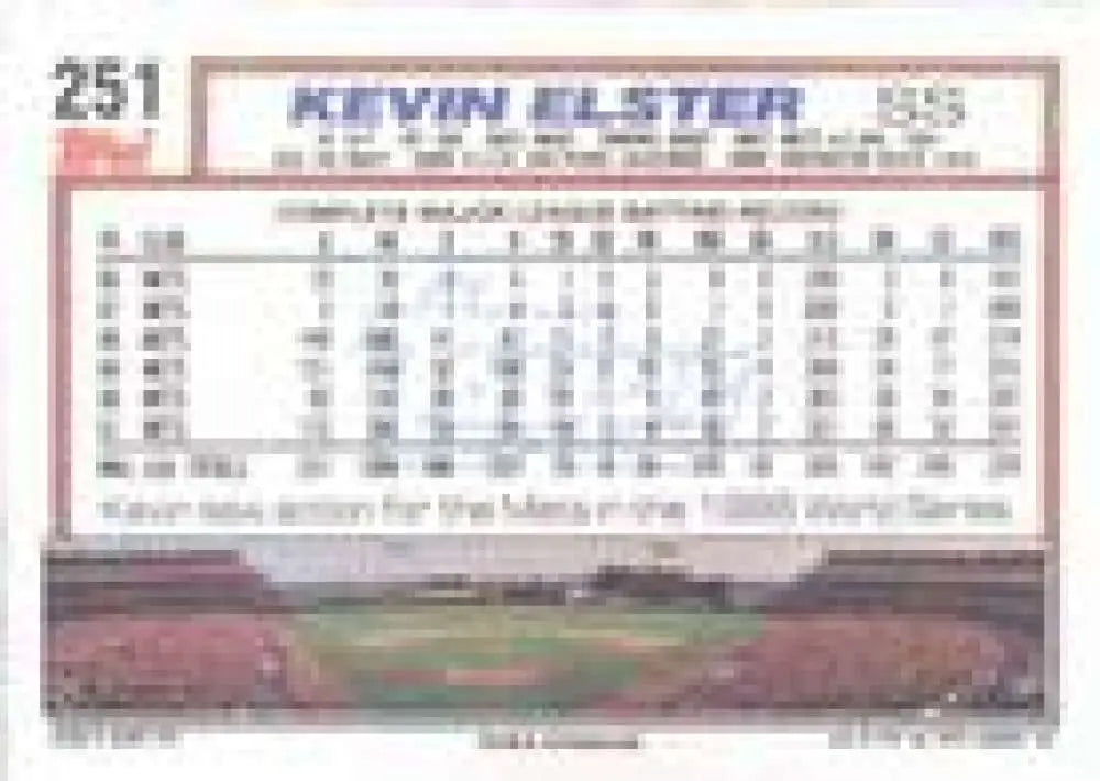 1992 Topps Micro #251 Kevin Elster NM-MT New York Mets Baseball Card - Baseball Card Single