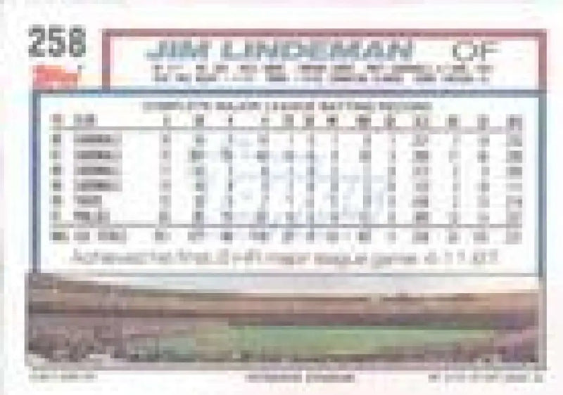 1992 Topps Micro #258 Jim Lindeman NM-MT Philadelphia Phillies Baseball Card - Baseball Card Single