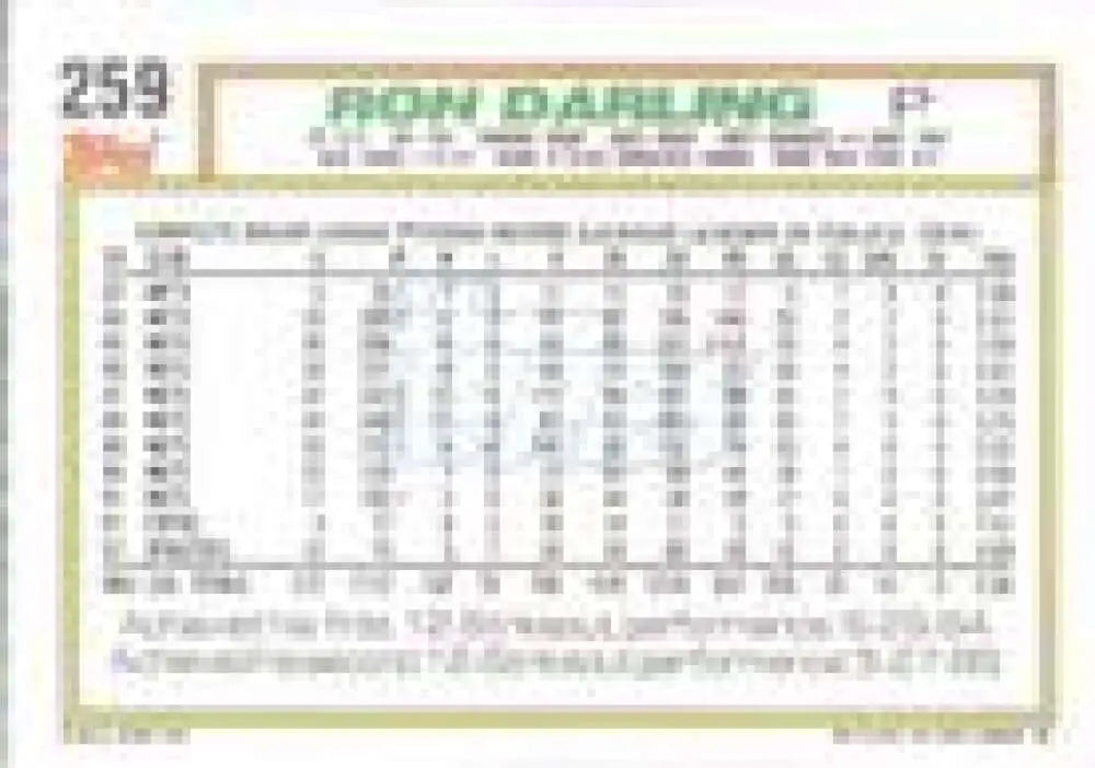 1992 Topps Micro #259 Ron Darling NM-MT Oakland Athletics Baseball Card - Baseball Card Single