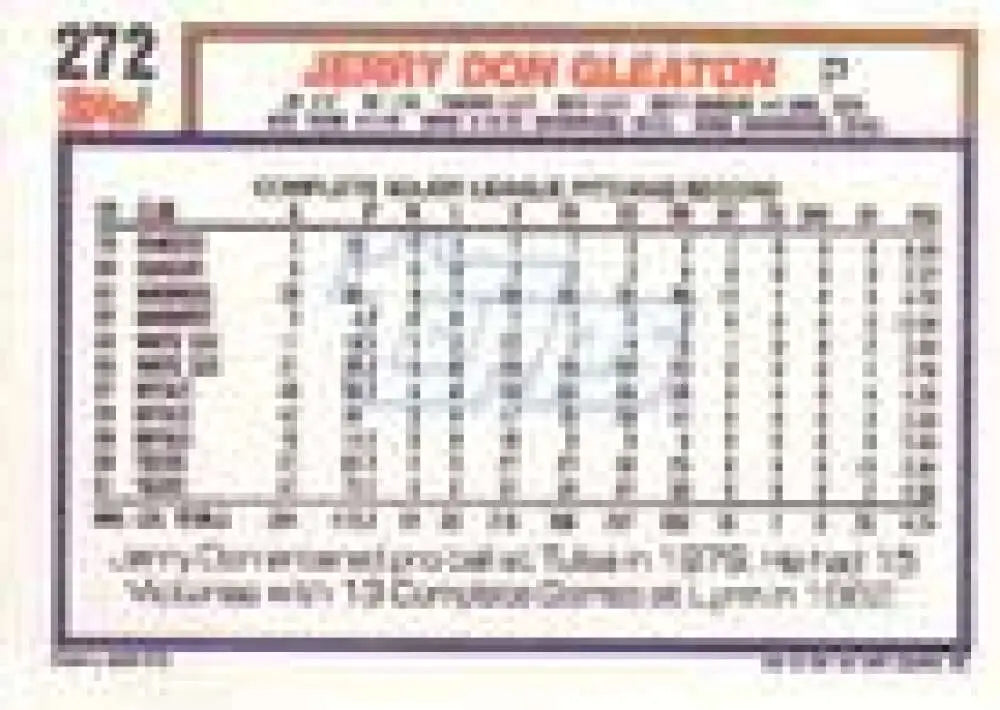 1992 Topps Micro #272 Jerry Don Gleaton NM-MT Detroit Tigers Baseball Card - Baseball Card Single