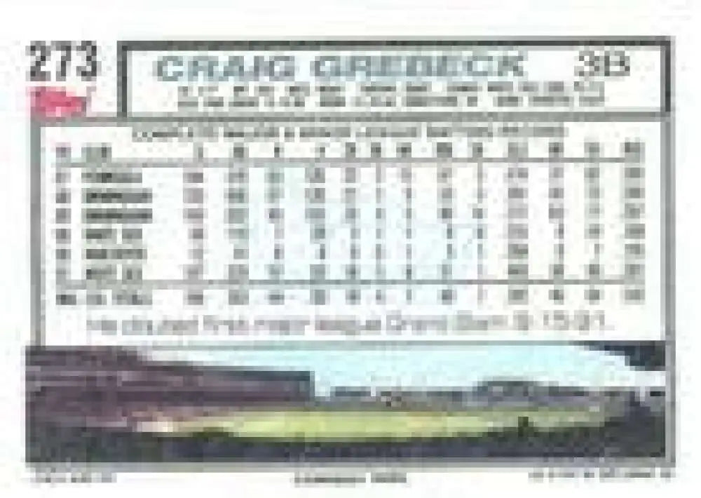 1992 Topps Micro #273 Craig Grebeck NM-MT Chicago White Sox Baseball Card - Baseball Card Single