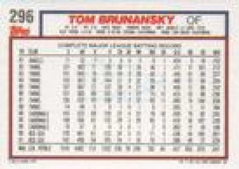 1992 Topps Micro #296 Tom Brunansky NM-MT Boston Red Sox Baseball Card - Baseball Card Single