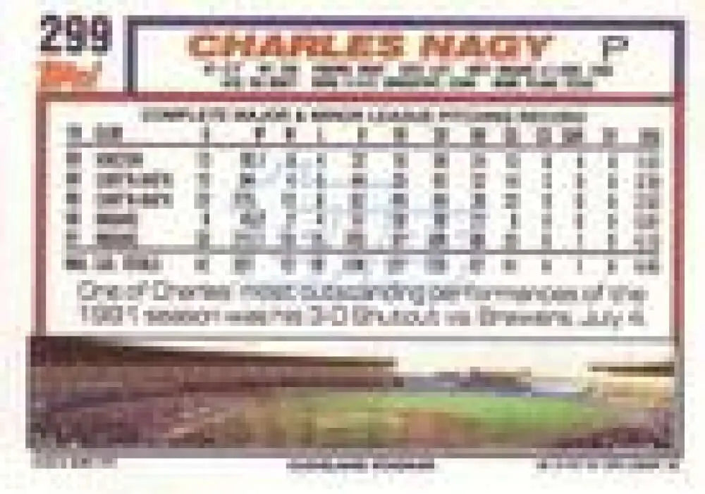 1992 Topps Micro #299 Charles Nagy NM-MT Cleveland Indians Baseball Card - Baseball Card Single