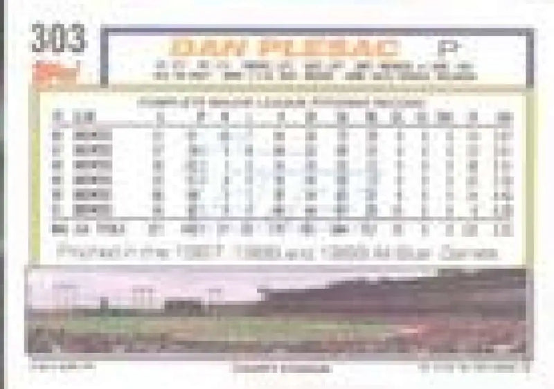 1992 Topps Micro #303 Dan Plesac NM-MT Milwaukee Brewers Baseball Card - Baseball Card Single