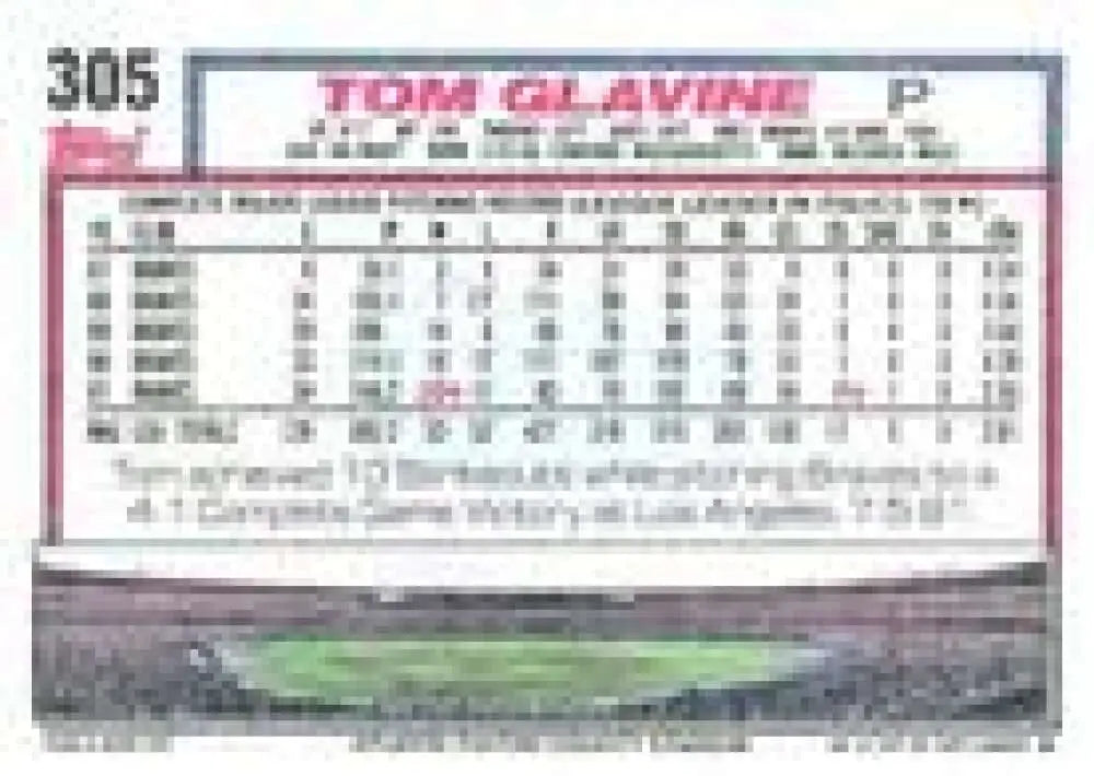 1992 Topps Micro #305 Tom Glavine NM-MT Atlanta Braves Baseball Card - Baseball Card Single