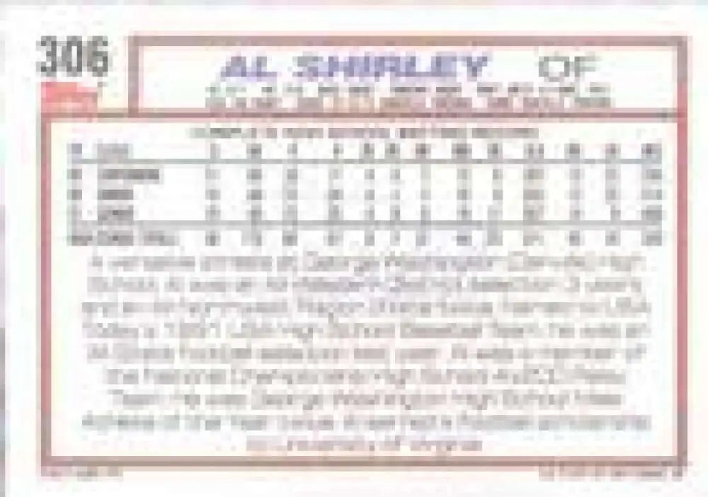 1992 Topps Micro #306 Al Shirley NM-MT RC Rookie New York Mets Baseball Card - Baseball Card Single